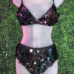 Black Sequin Two Piece Set